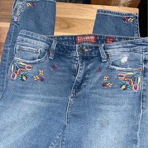 Lucky Brand Blue Embroidered Skinny Jeans